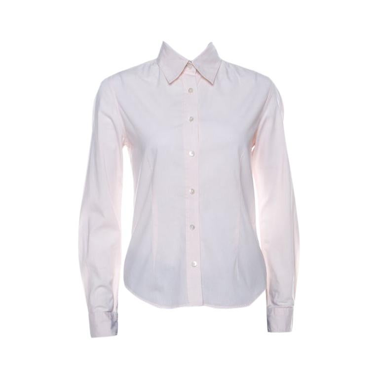 Burberry Light Pink Cotton Button Down Full Sleeve Shirt S For Sale at