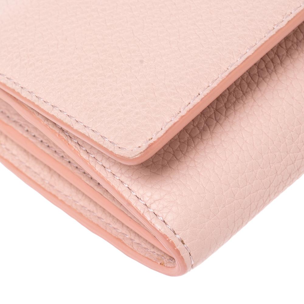 White Burberry Light Pink Grained Leather Henley Wallet on Chain