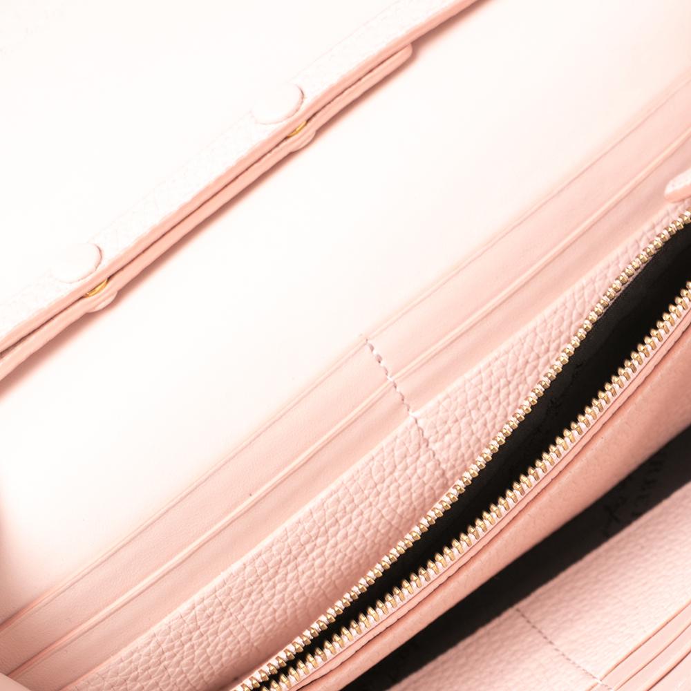 Burberry Light Pink Grained Leather Henley Wallet on Chain 1