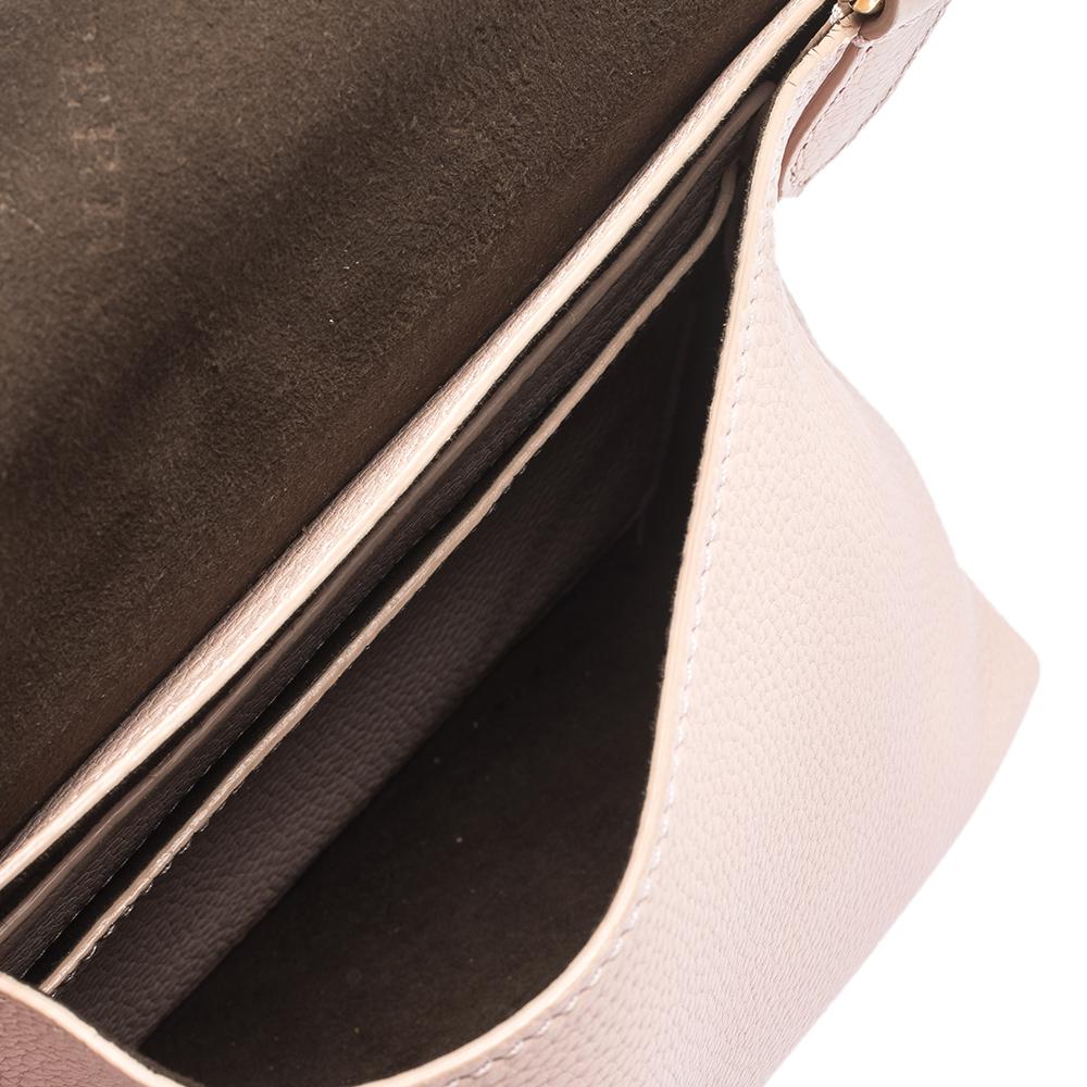 Beige Burberry Light Pink Leather Small Burleigh Shoulder Bag