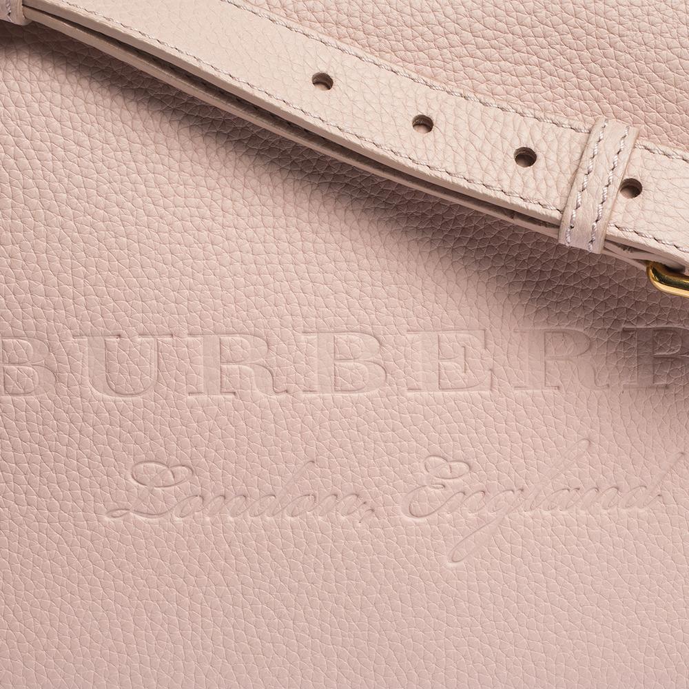 Burberry Light Pink Leather Small Burleigh Shoulder Bag In Good Condition In Dubai, Al Qouz 2