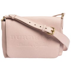 Burberry Light Pink Leather Small Burleigh Shoulder Bag