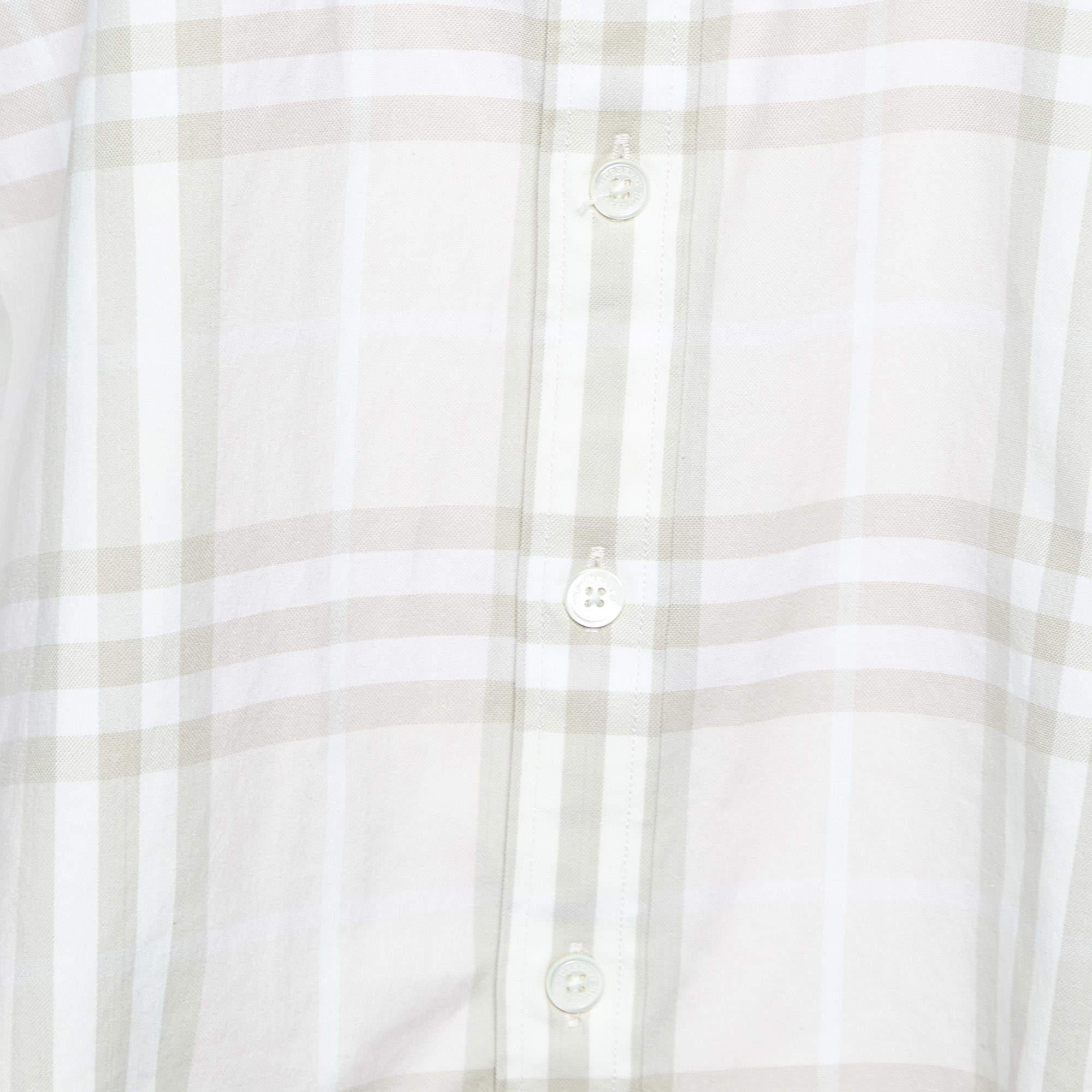 Burberry Light Pink Nova Check Cotton Button Front Shirt L For Sale 1