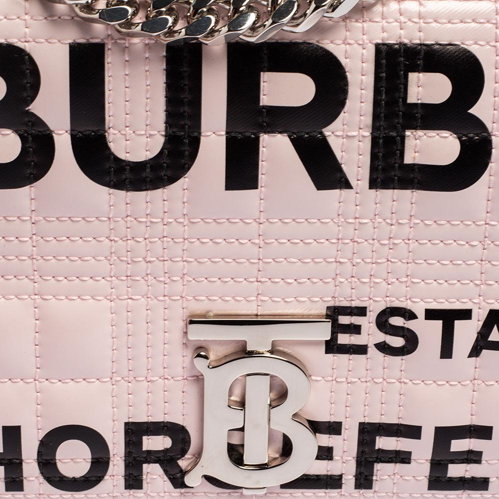 Burberry Light Pink Quilted Leather Small Lola Shoulder Bag In New Condition In Dubai, Al Qouz 2