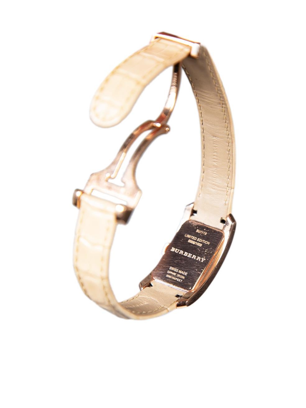 Burberry Limited Edition Beige Alligator BU1119 The Pioneer 18K Rose Gold Plated For Sale 2