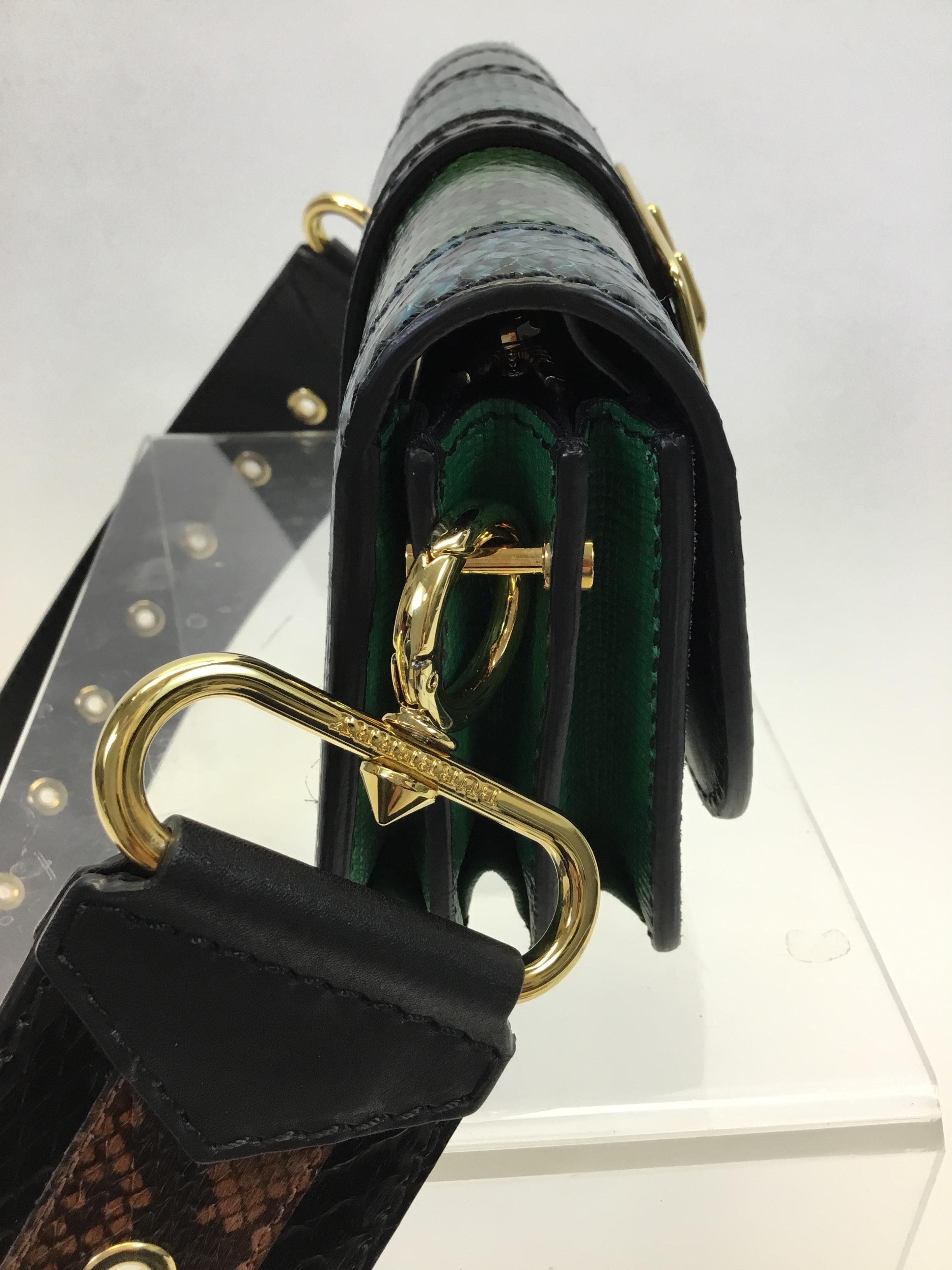 Black Burberry Limited Edition Snakeskin Bag with Two Straps NWT For Sale