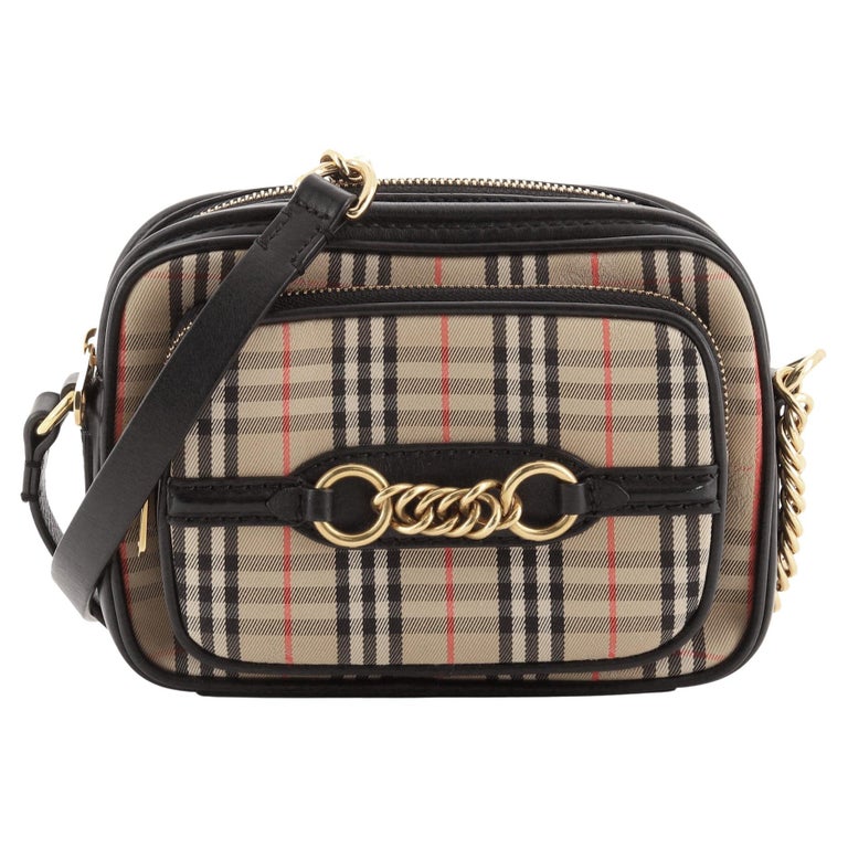 Burberry Link Chain Camera Bag 1983 Knight Check Canvas Small at 1stDibs