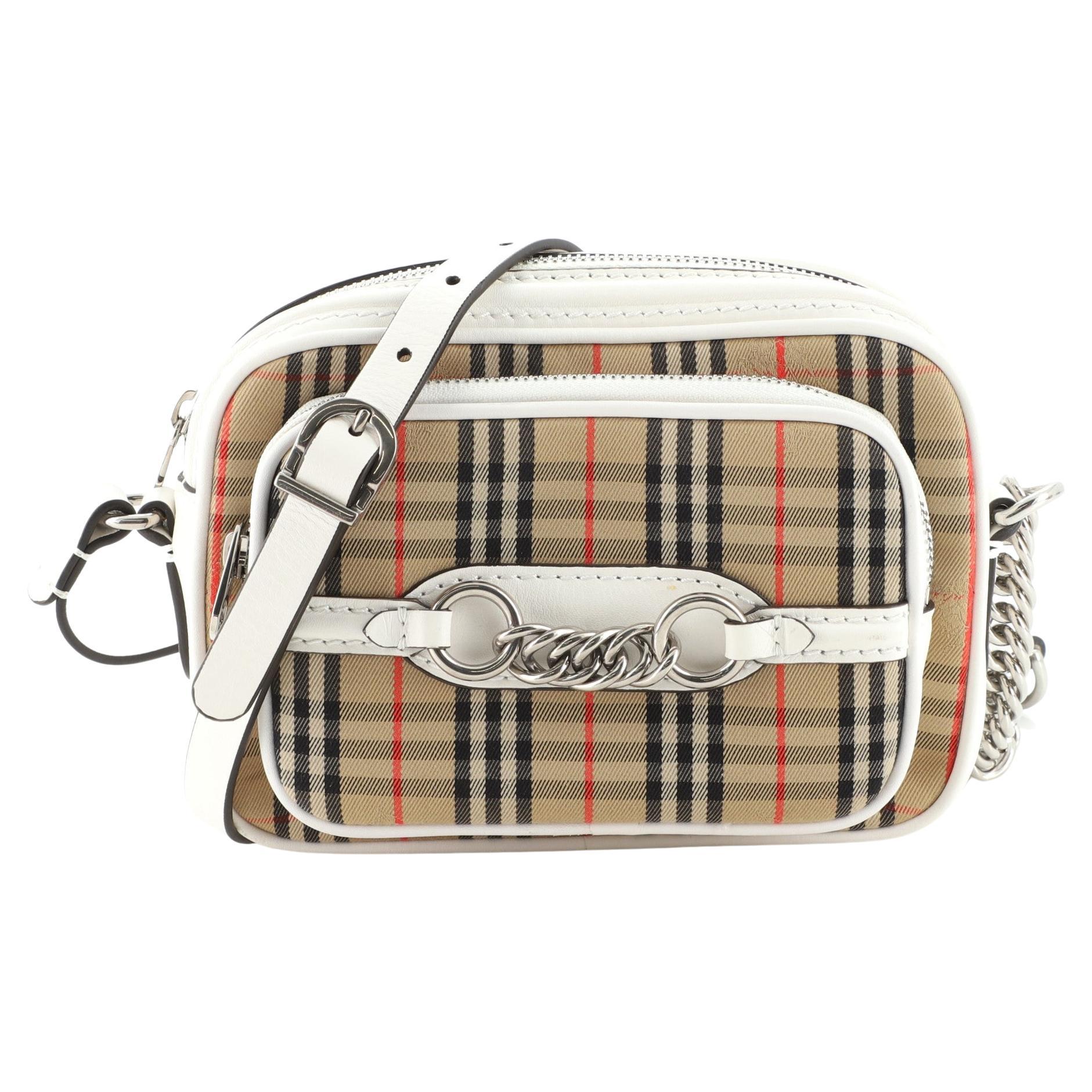 Burberry Link Chain Camera Bag 1983 Knight Check Canvas Small