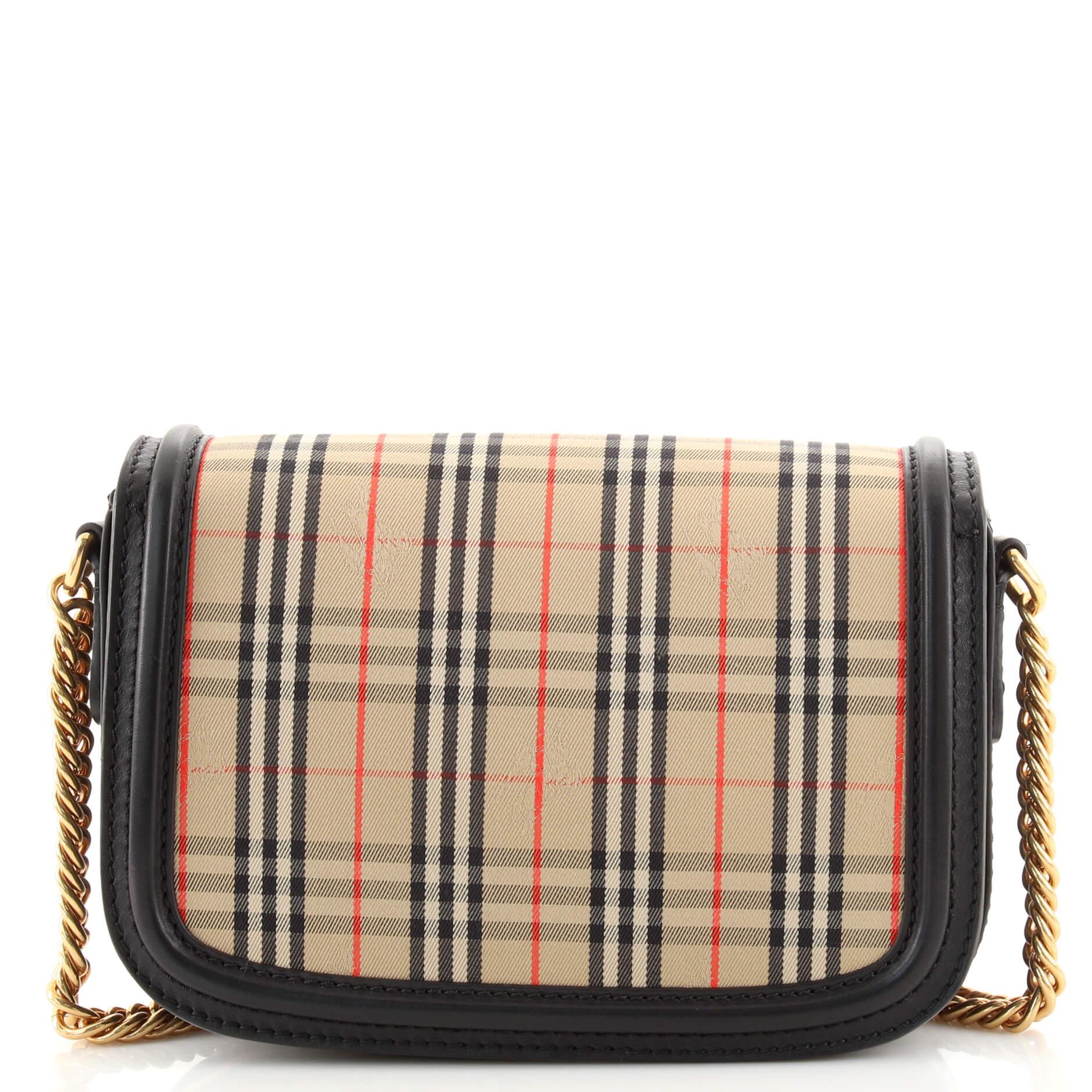 Burberry Link Flap Bag 1983 Knight Check Canvas Small 4