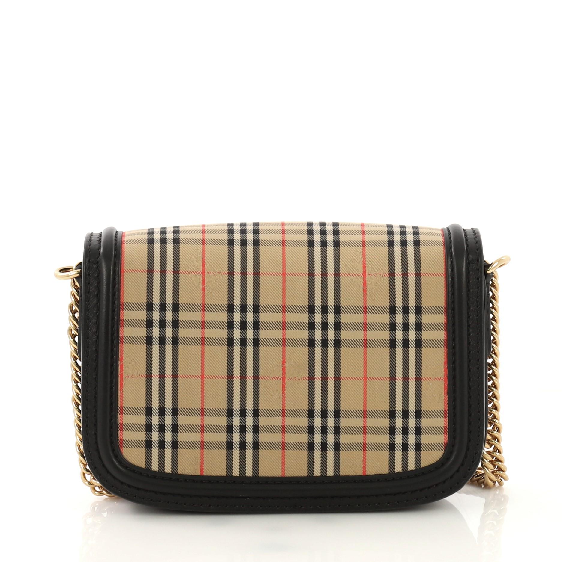 Burberry Link Flap Bag 1983 Knight Check Canvas Small In Excellent Condition In NY, NY
