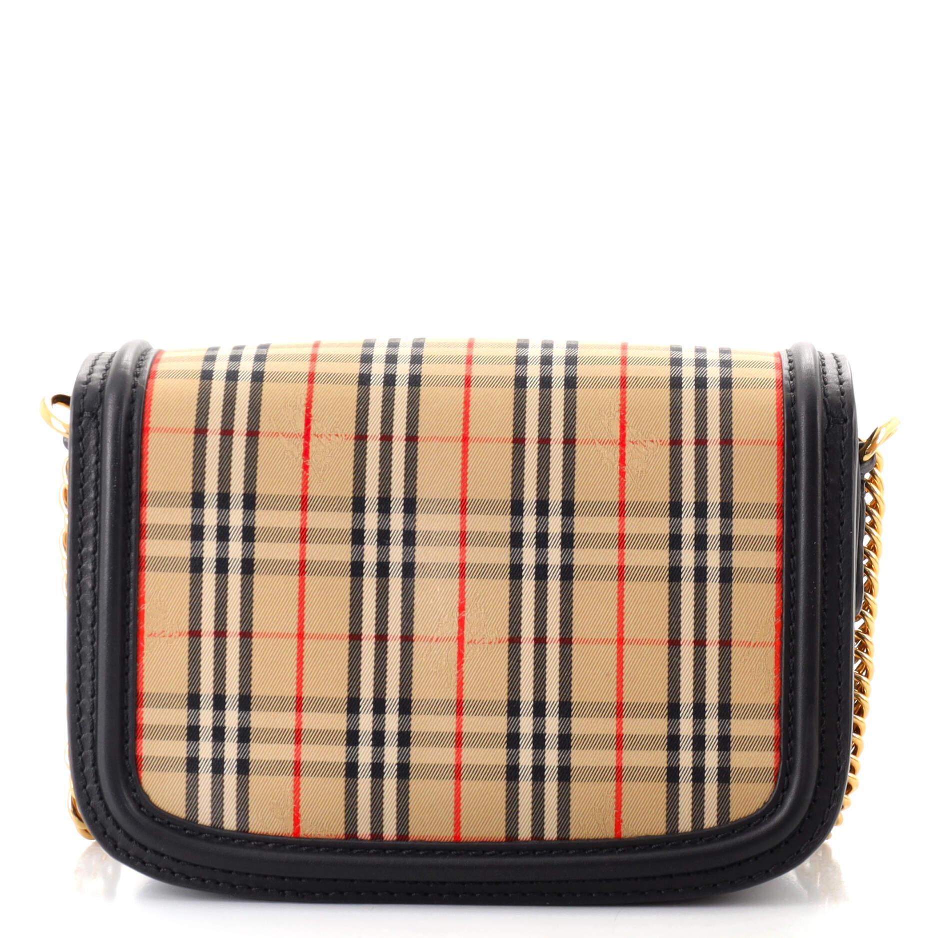 Burberry Link Flap Bag 1983 Knight Check Canvas Small In Good Condition In NY, NY