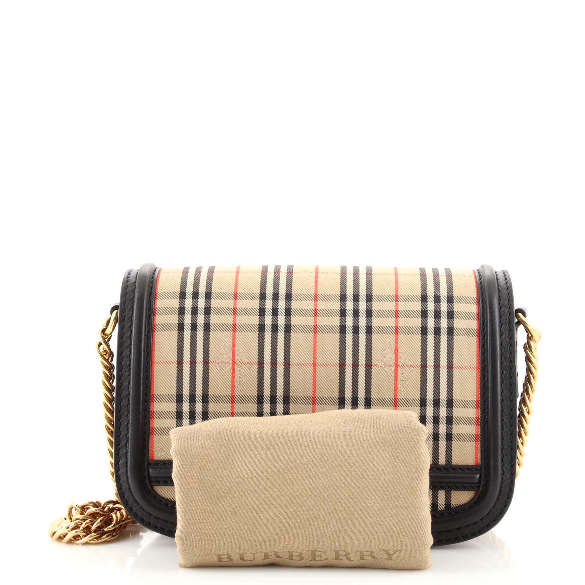 Burberry Link Flap Bag 1983 Knight Check Canvas Small 2