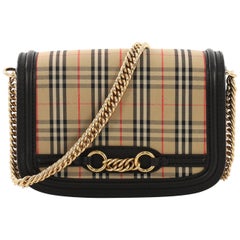 Burberry Link Flap Bag 1983 Knight Check Canvas Small