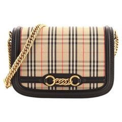 Burberry Link Flap Bag 1983 Knight Check Canvas Small
