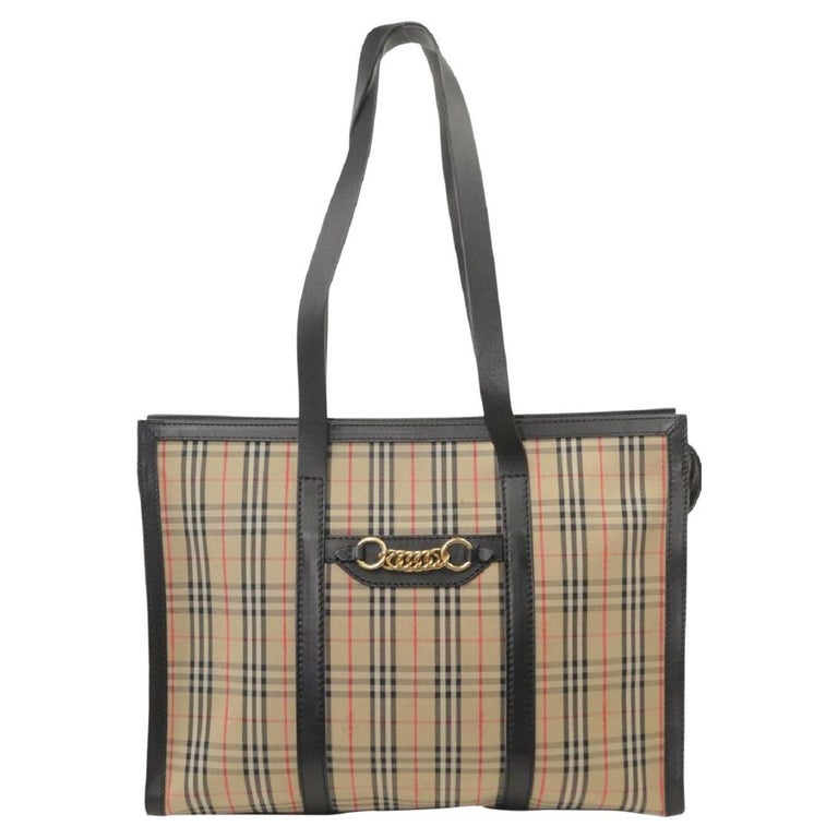 Burberry Monogram Portrait Tote in Brown Calfskin Leather Pony