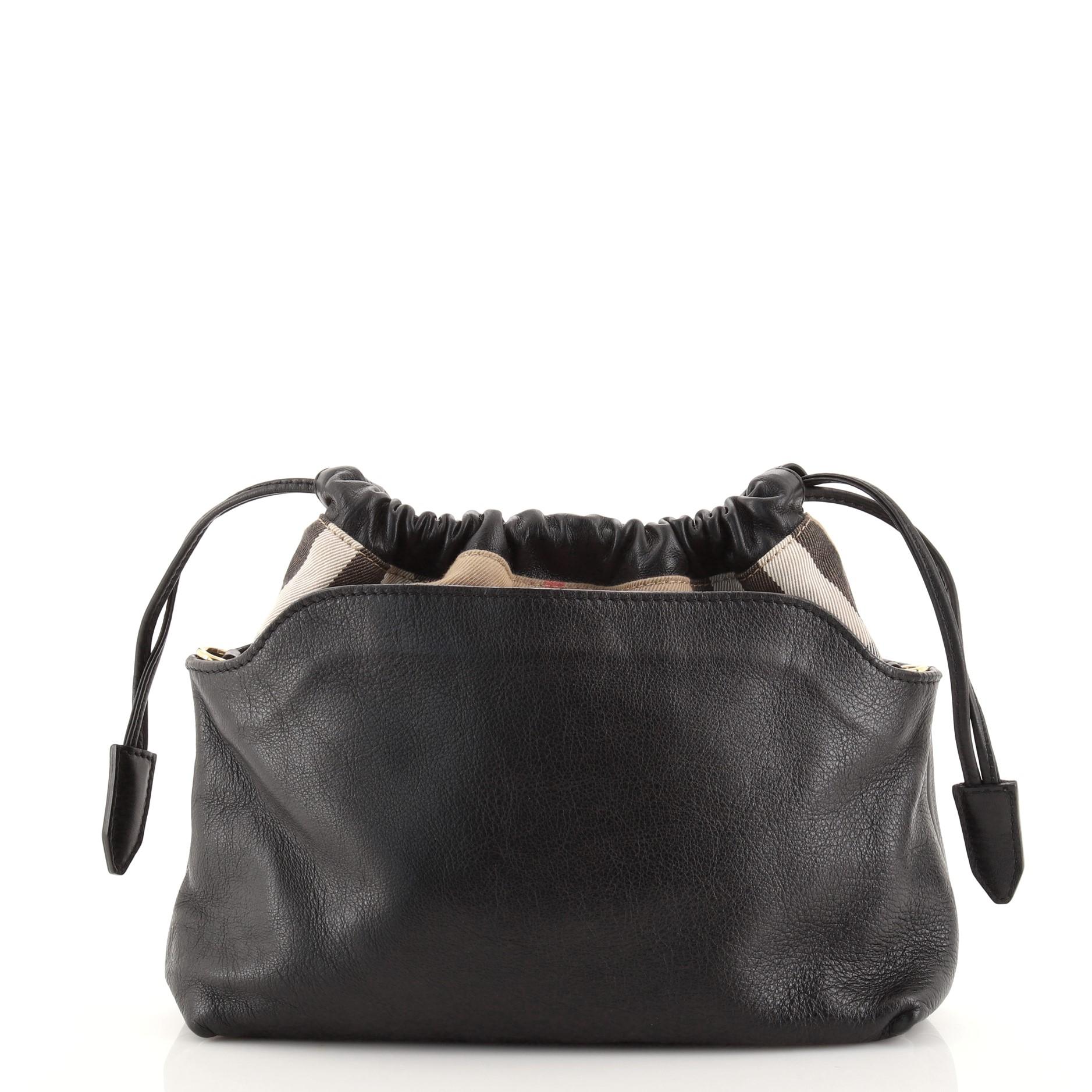 Burberry Little Crush Umhängetasche aus Leder und kariertem Segeltuch im Zustand „Gut“ in NY, NY