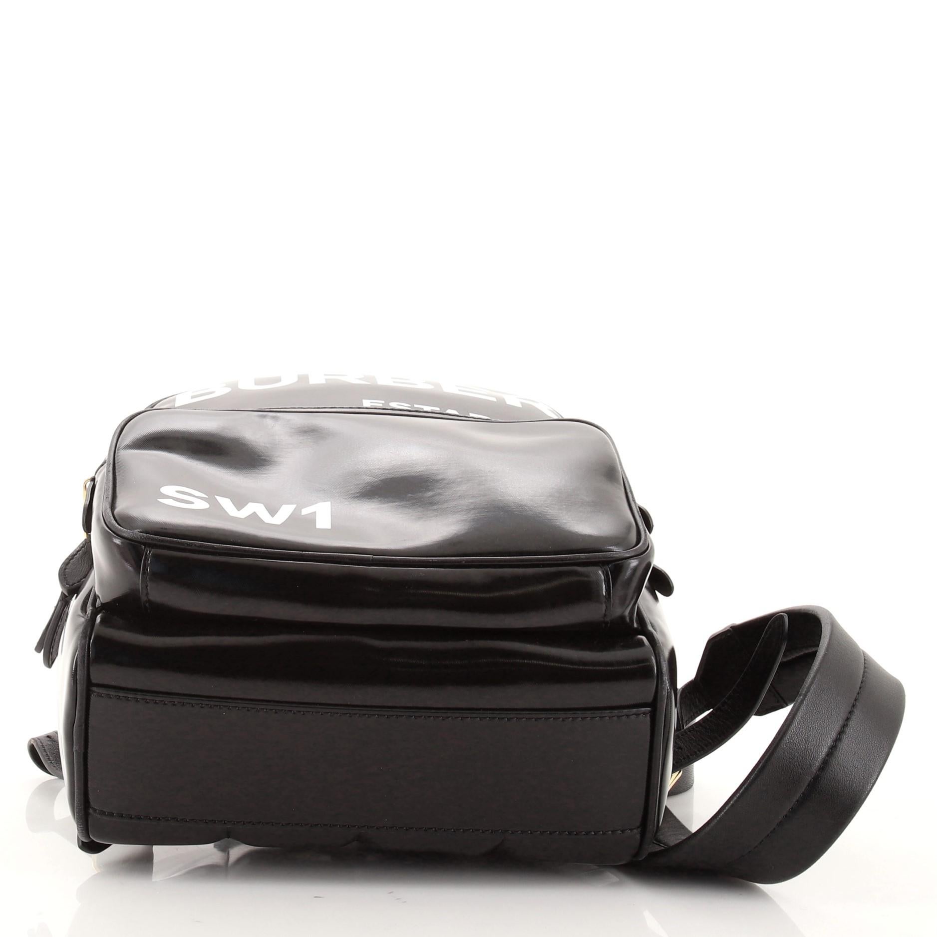 Black Burberry Logo Backpack Printed Coated Canvas Small