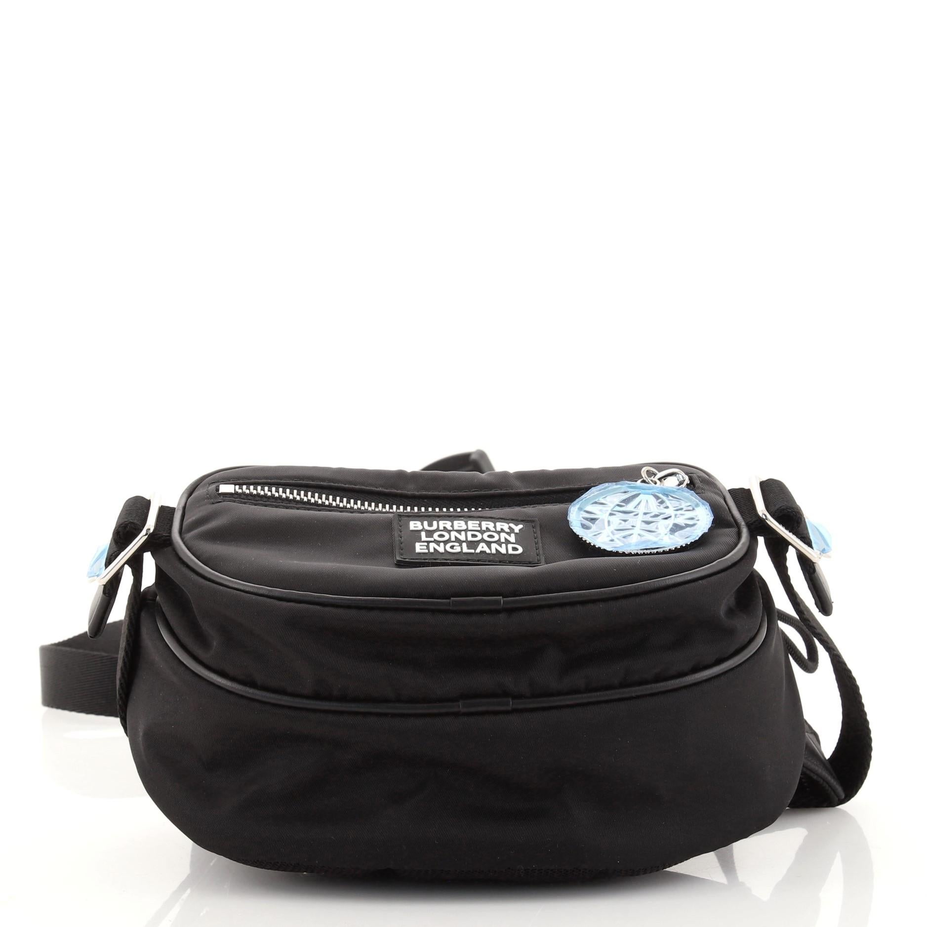 Black Burberry Logo Cannon Belt Pack Bag Nylon