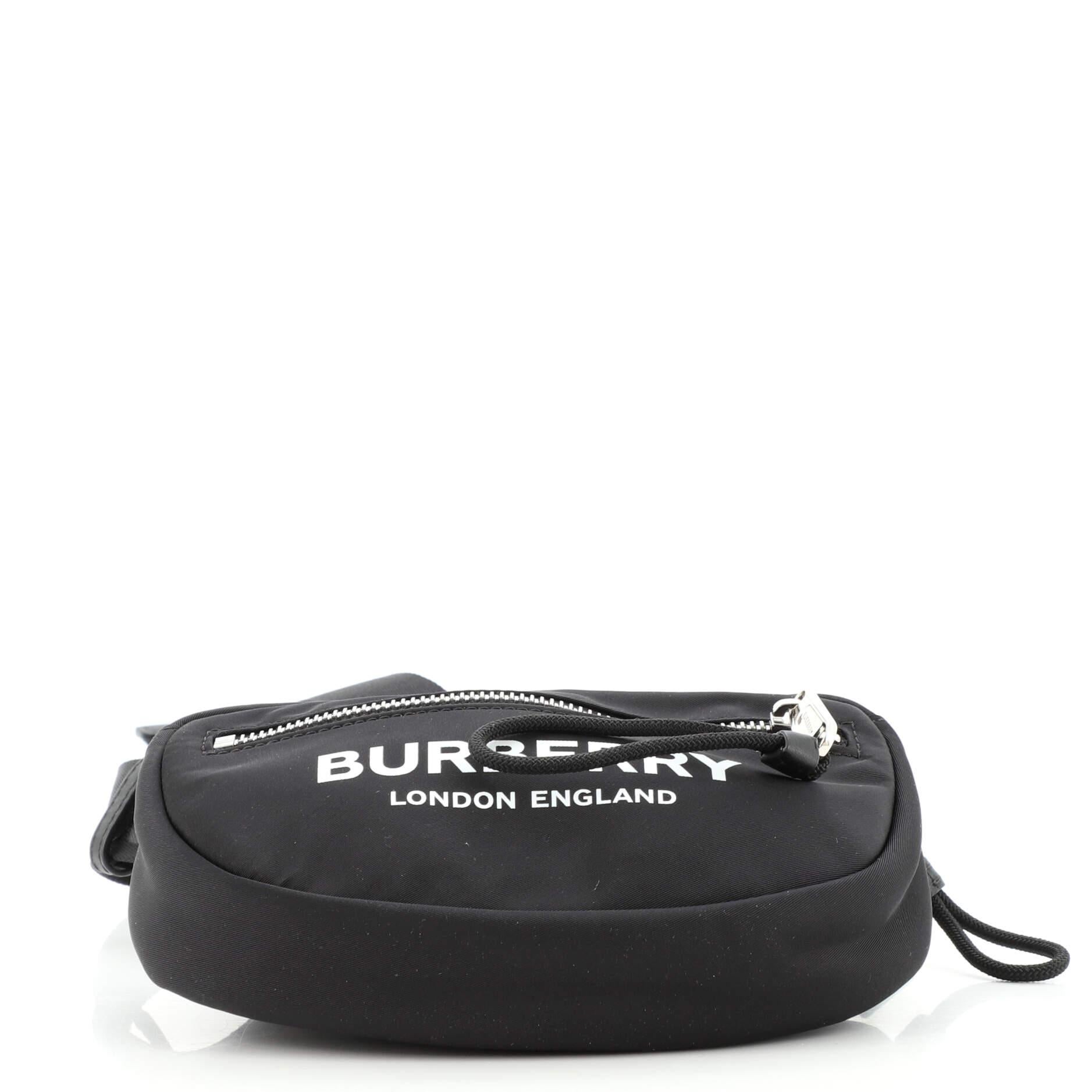 Black Burberry Logo Cannon Bum Bag Printed Nylon Small