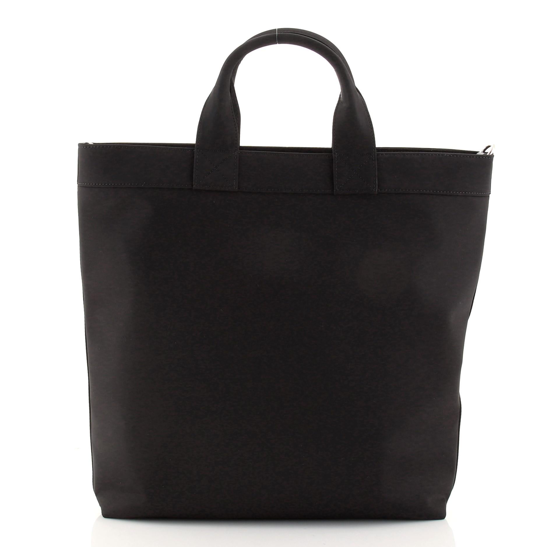 Black Burberry Logo Convertible Tote Nylon Large