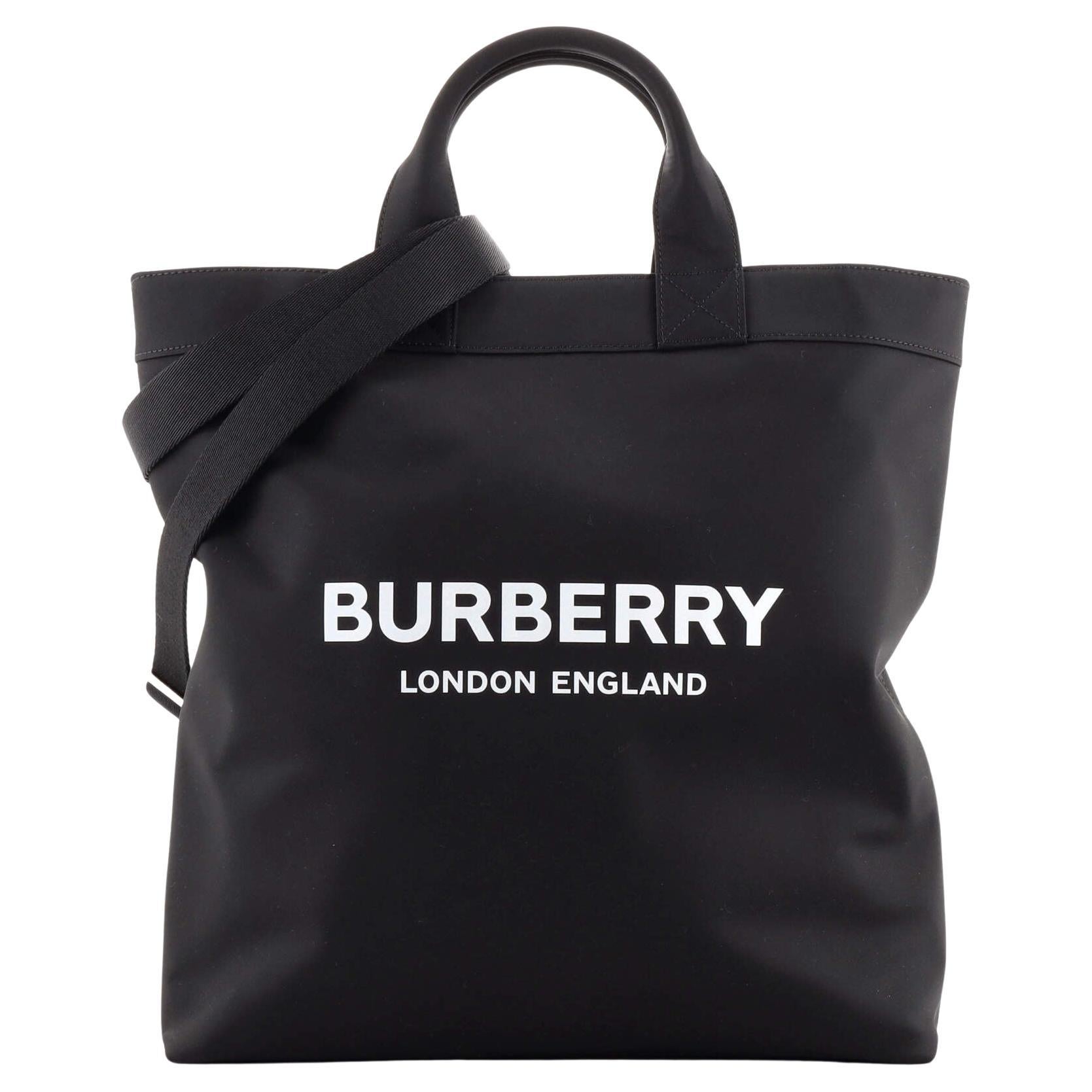 Burberry Logo Convertible Tote Nylon Large