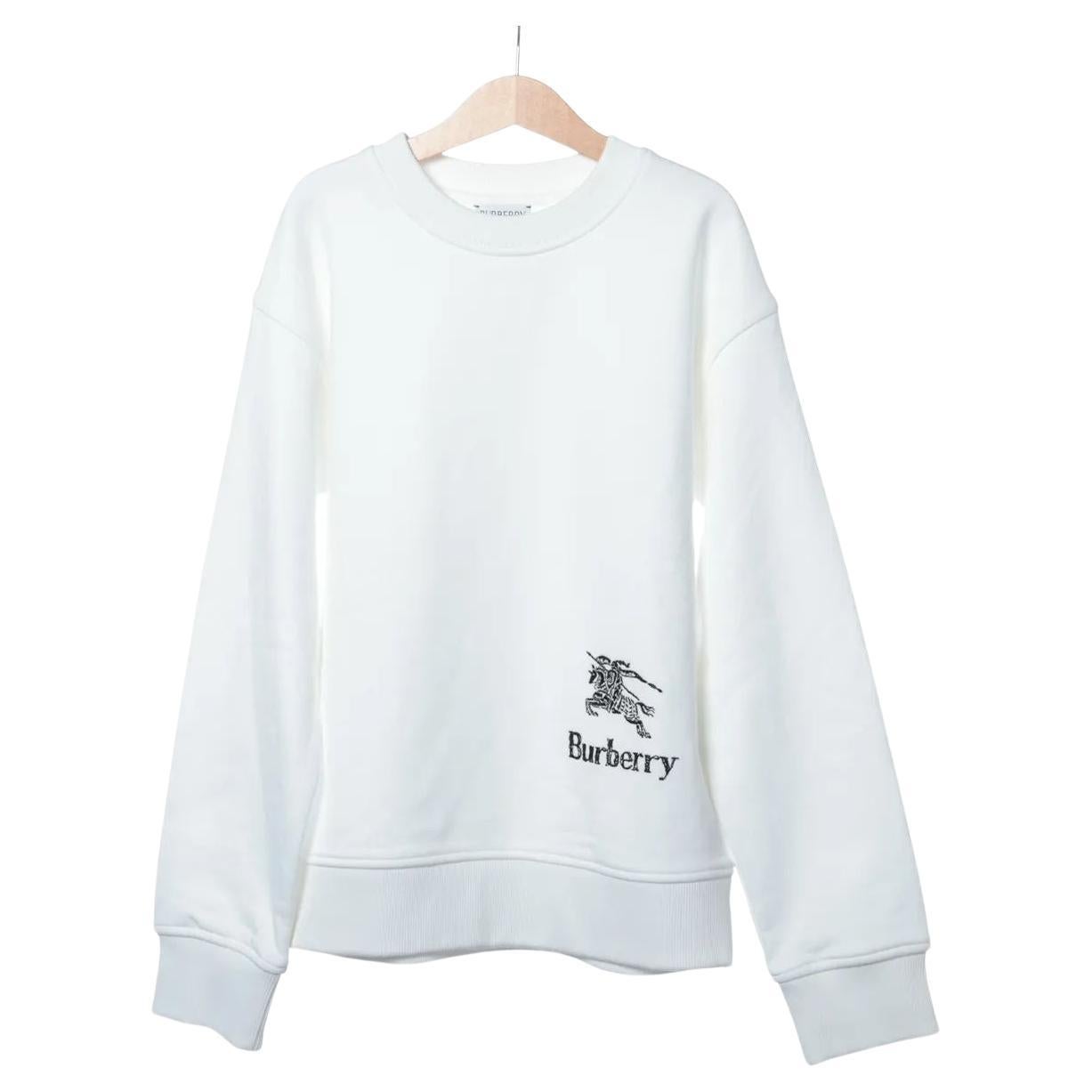 Sudadera básica de punto de algodón con logotipo de Burberry Blanco en venta