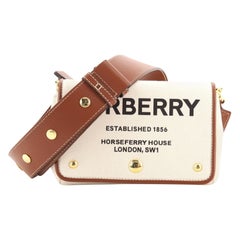 Burberry Logo Crossbody Bag Horseferry Print Canvas with Leather Small