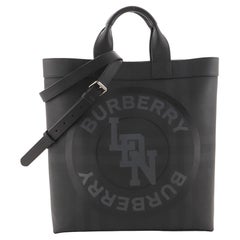 Burberry Logo Graphic Convertible Tote London Check Coated Canvas Large