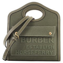 Burberry Logo Pocket Tote Canvas with Leather Mini