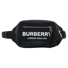 Marsupio in nylon con stampa logo Burberry Nero