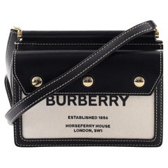 Burberry Logo Title Pocket Crossbody Bag Canvas and Leather Mini