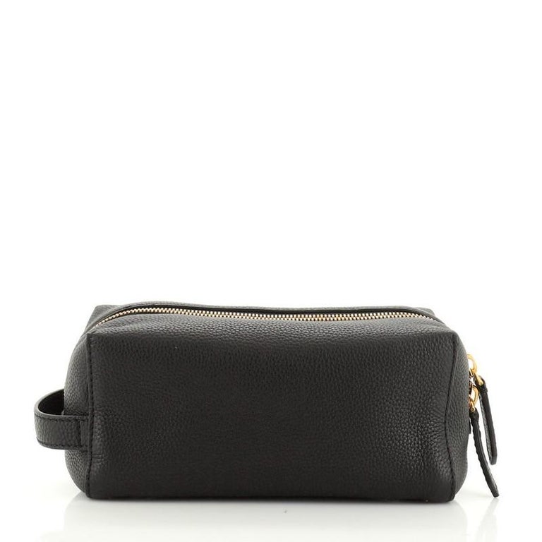 Burberry Logo Toiletry Pouch Embossed Leather Medium at 1stDibs