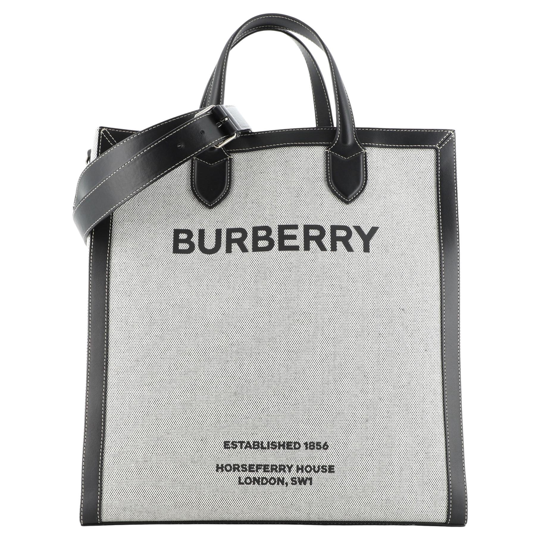 BURBERRY Logo-print cotton-canvas tote bag