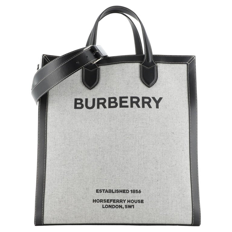 Burberry Black Logo-print Medium Cotton-canvas Tote Bag