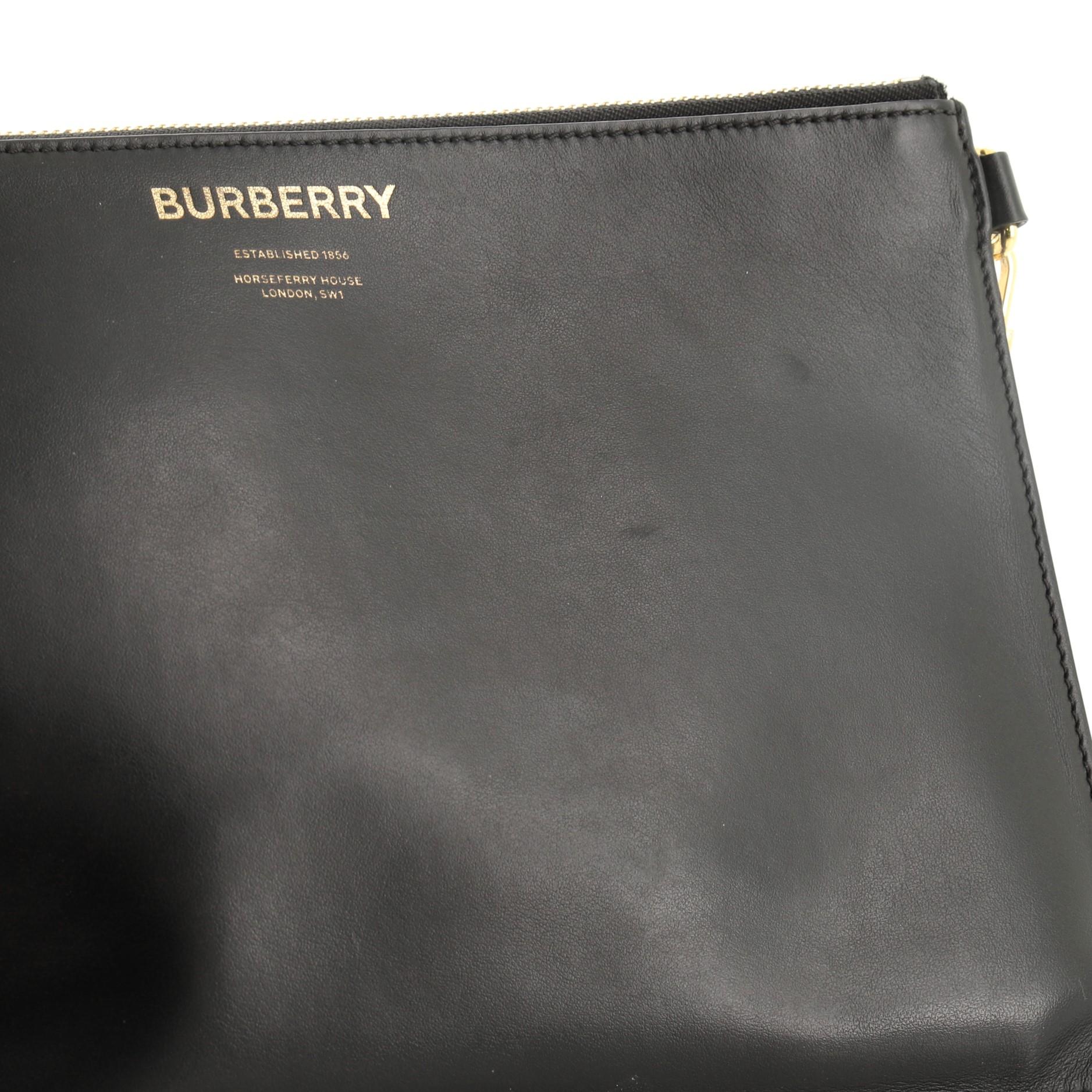 Burberry Logo Wristlet Clutch Leather Medium 1