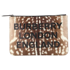 Burberry Logo Zip Pouch Printed Leather Medium