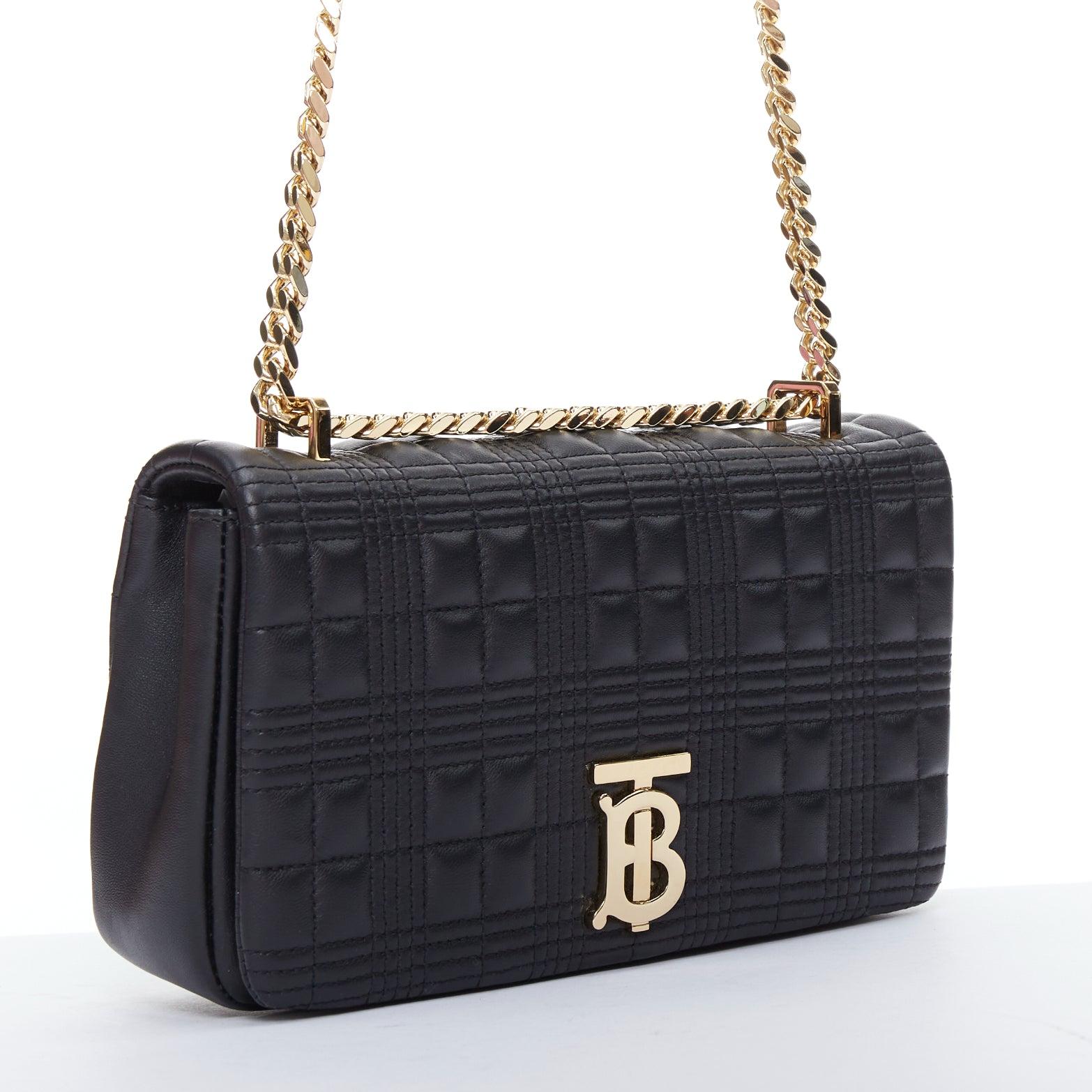 BURBERRY Lola black quilted leather gold TB logo crossbody bag In Good Condition In Hong Kong, NT