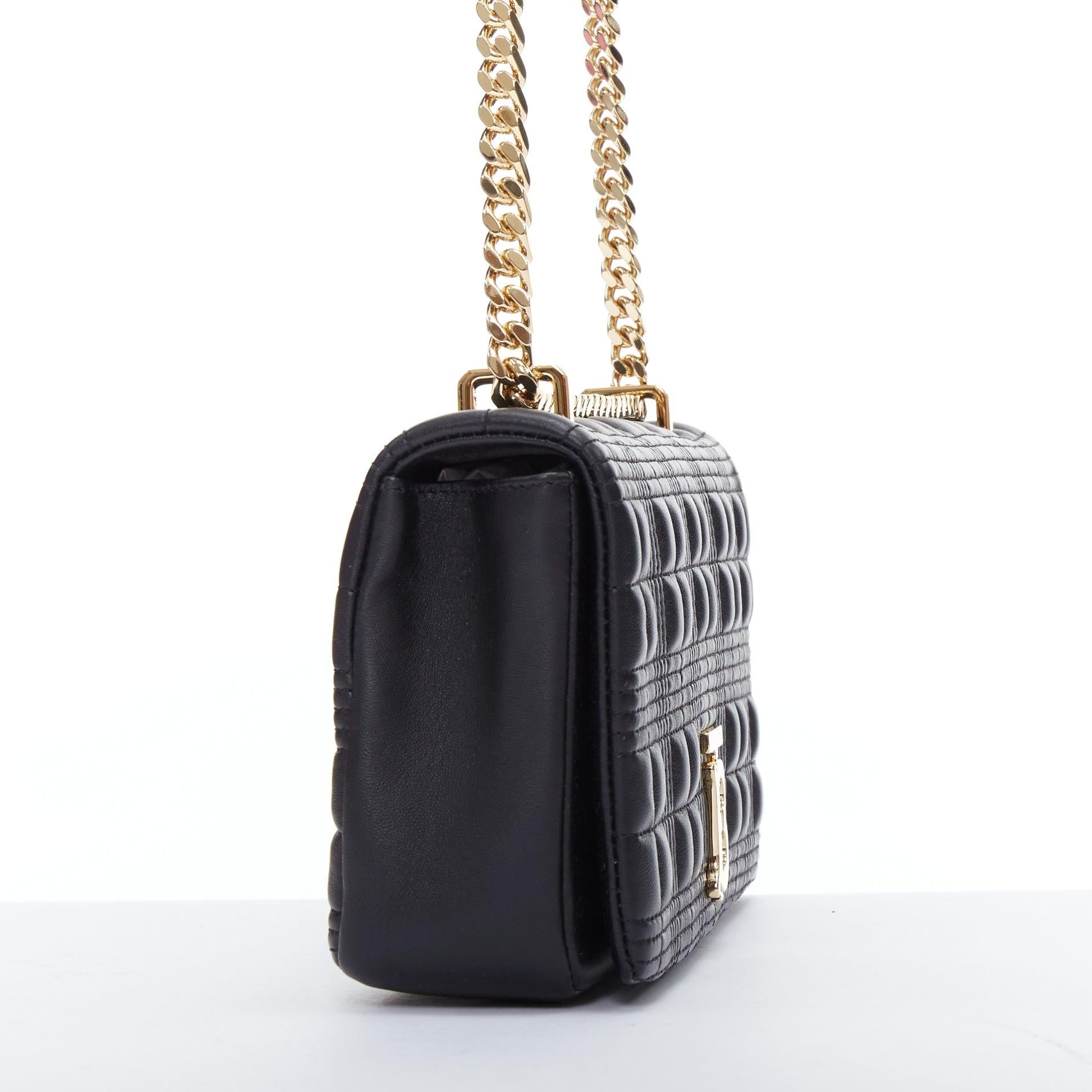 Women's BURBERRY Lola black quilted leather gold TB logo crossbody bag