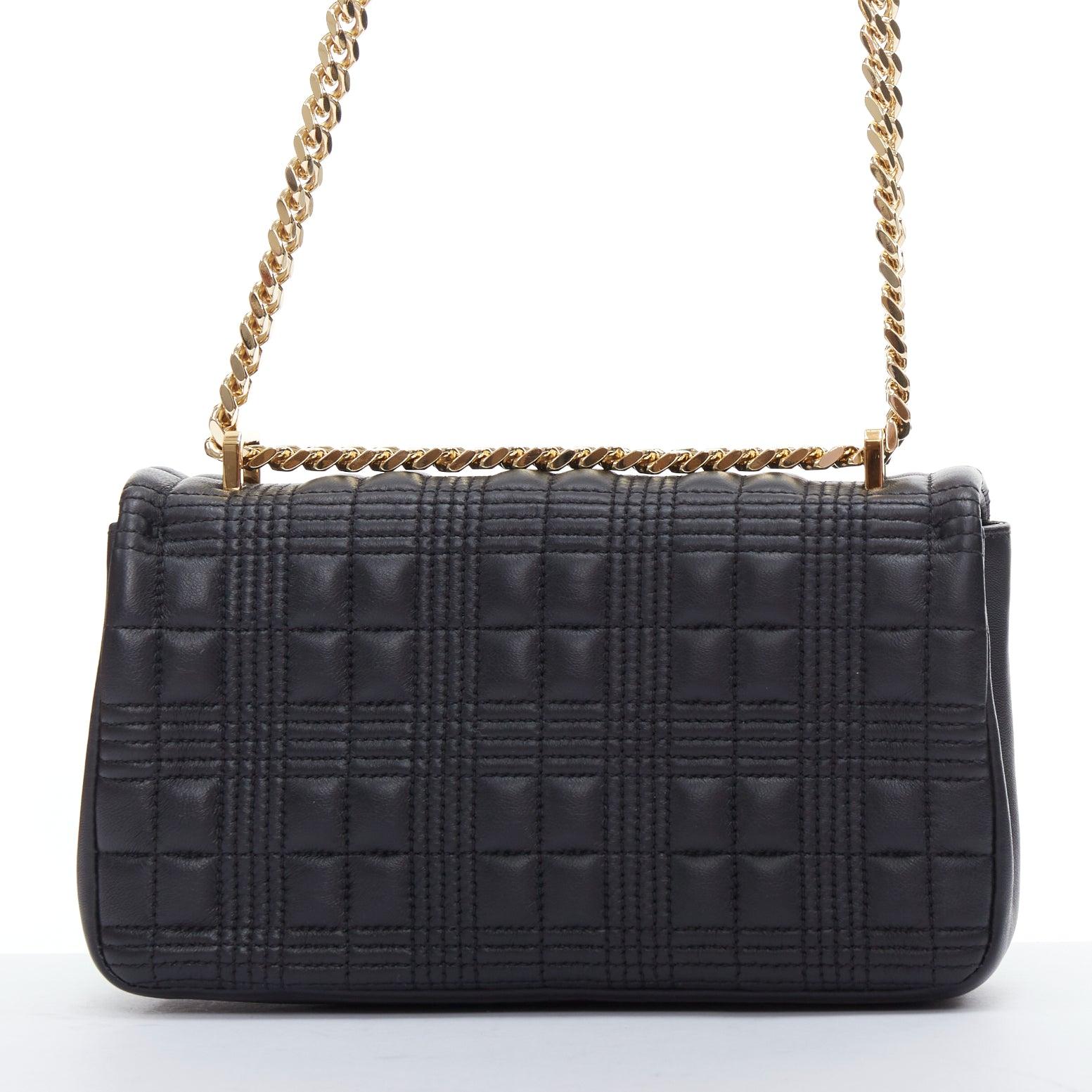 BURBERRY Lola black quilted leather gold TB logo crossbody bag 1