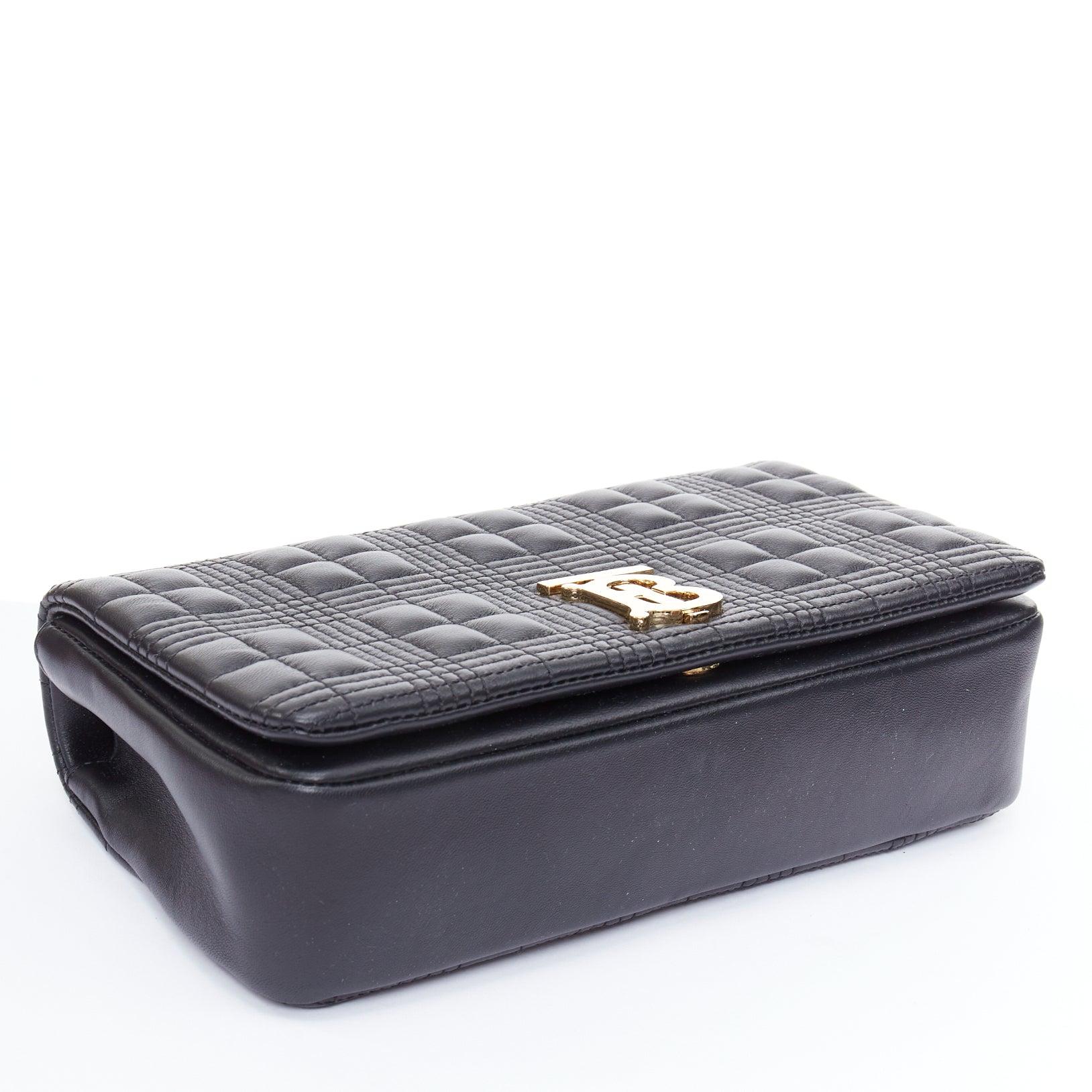BURBERRY Lola black quilted leather gold TB logo crossbody bag 2
