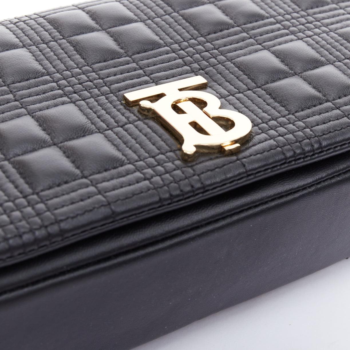 BURBERRY Lola black quilted leather gold TB logo crossbody bag 3
