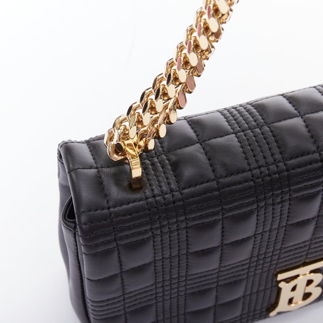 BURBERRY Lola black quilted leather gold TB logo crossbody bag 4