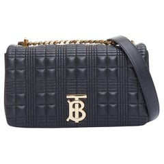 BURBERRY Lola black quilted leather gold TB logo crossbody bag