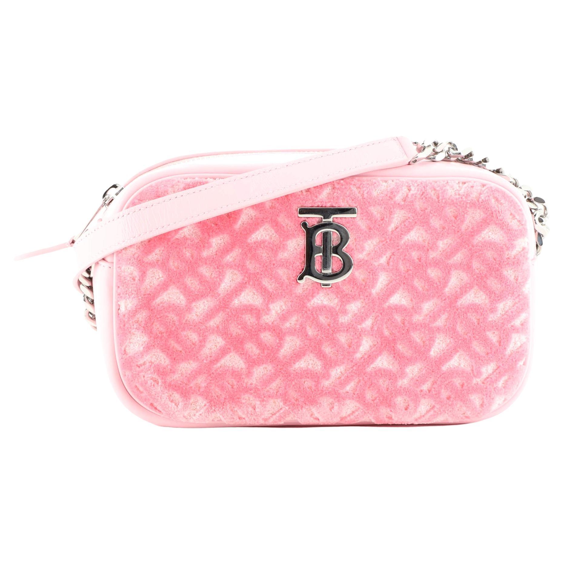 Burberry Lola Camera Bag TB Monogram Terry Cloth Mini For Sale at 1stDibs