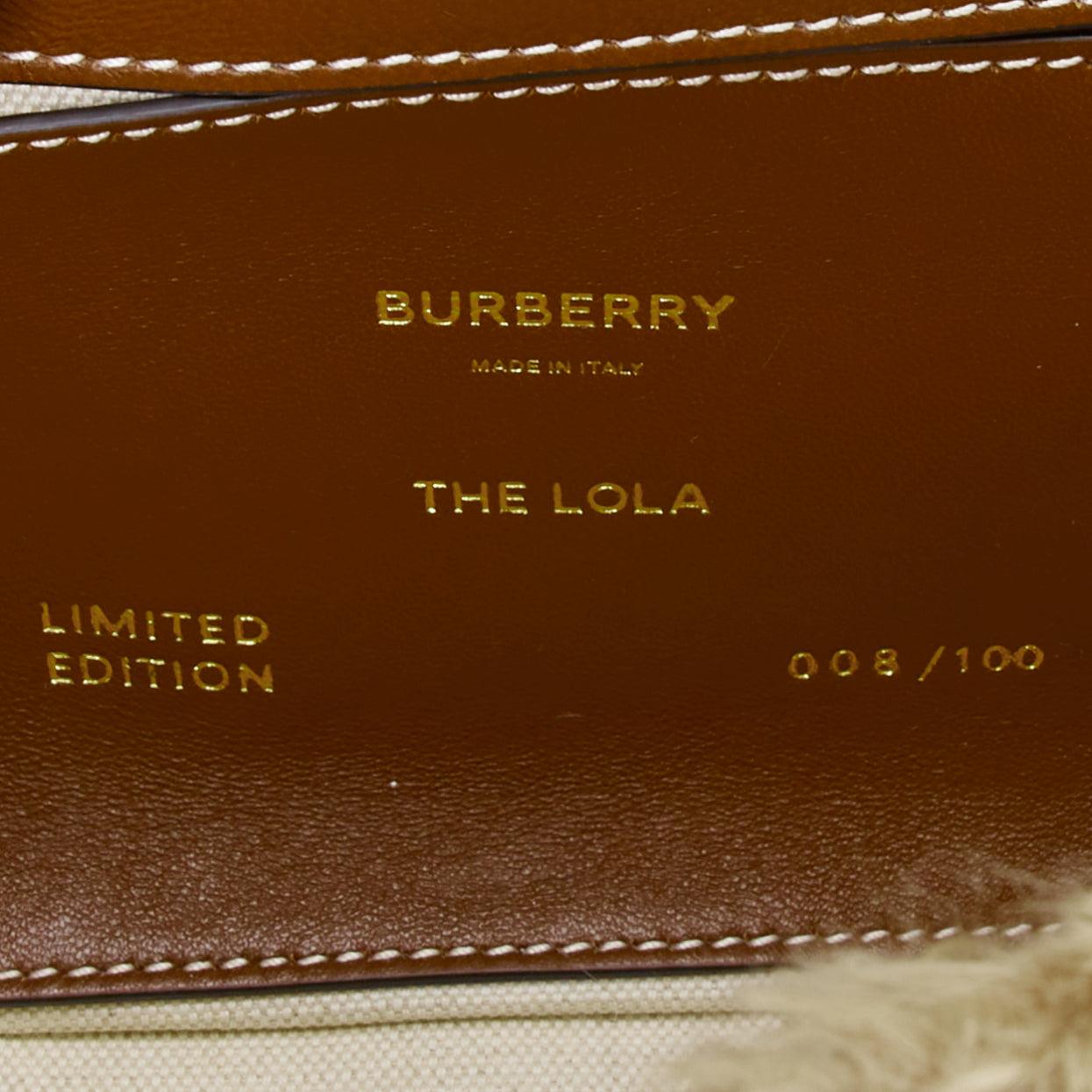 BURBERRY Lola Mohair Limited Edition lamb shearling gold TB crossbody bag For Sale 5