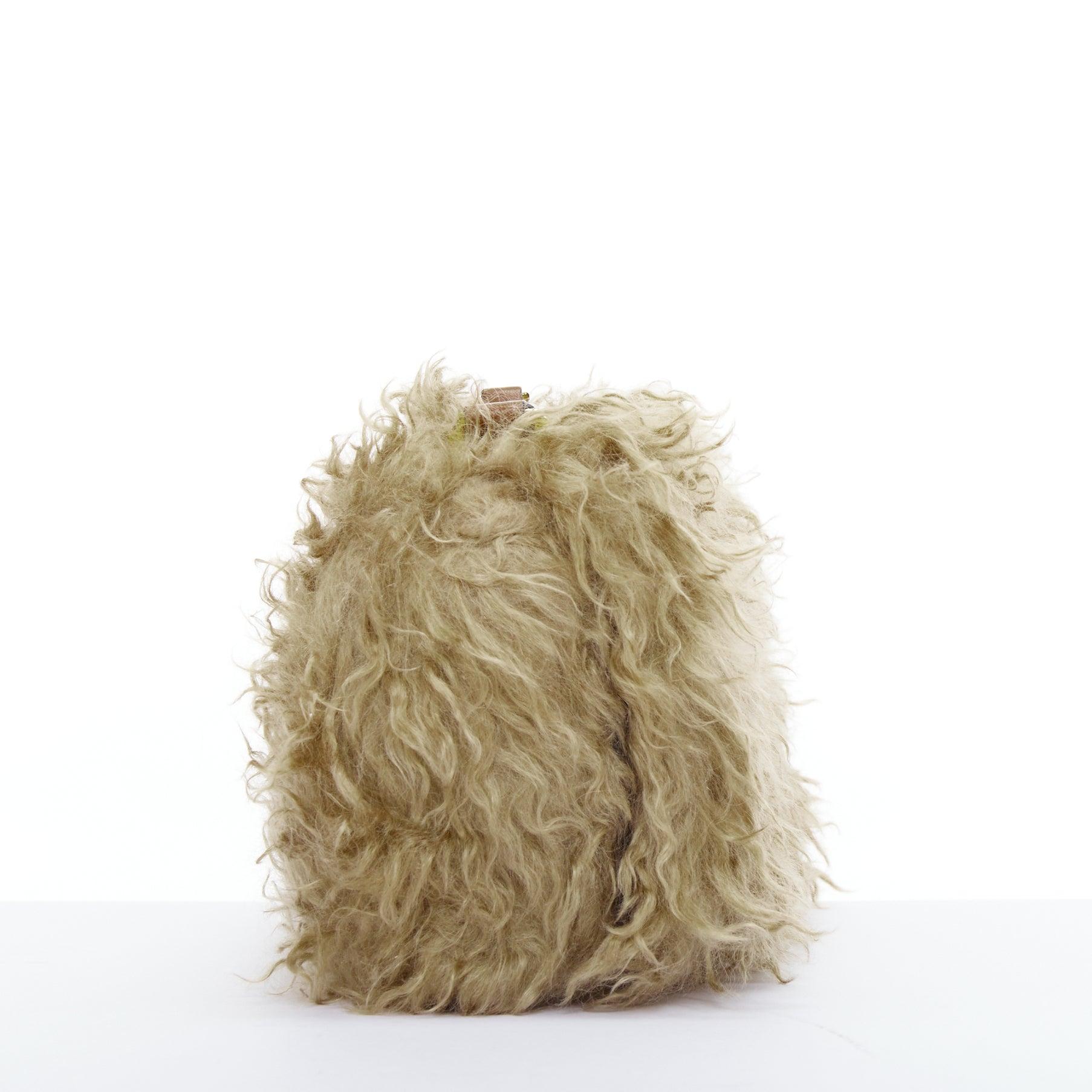 BURBERRY Lola Mohair Limited Edition lamb shearling gold TB crossbody bag In Excellent Condition For Sale In Hong Kong, NT