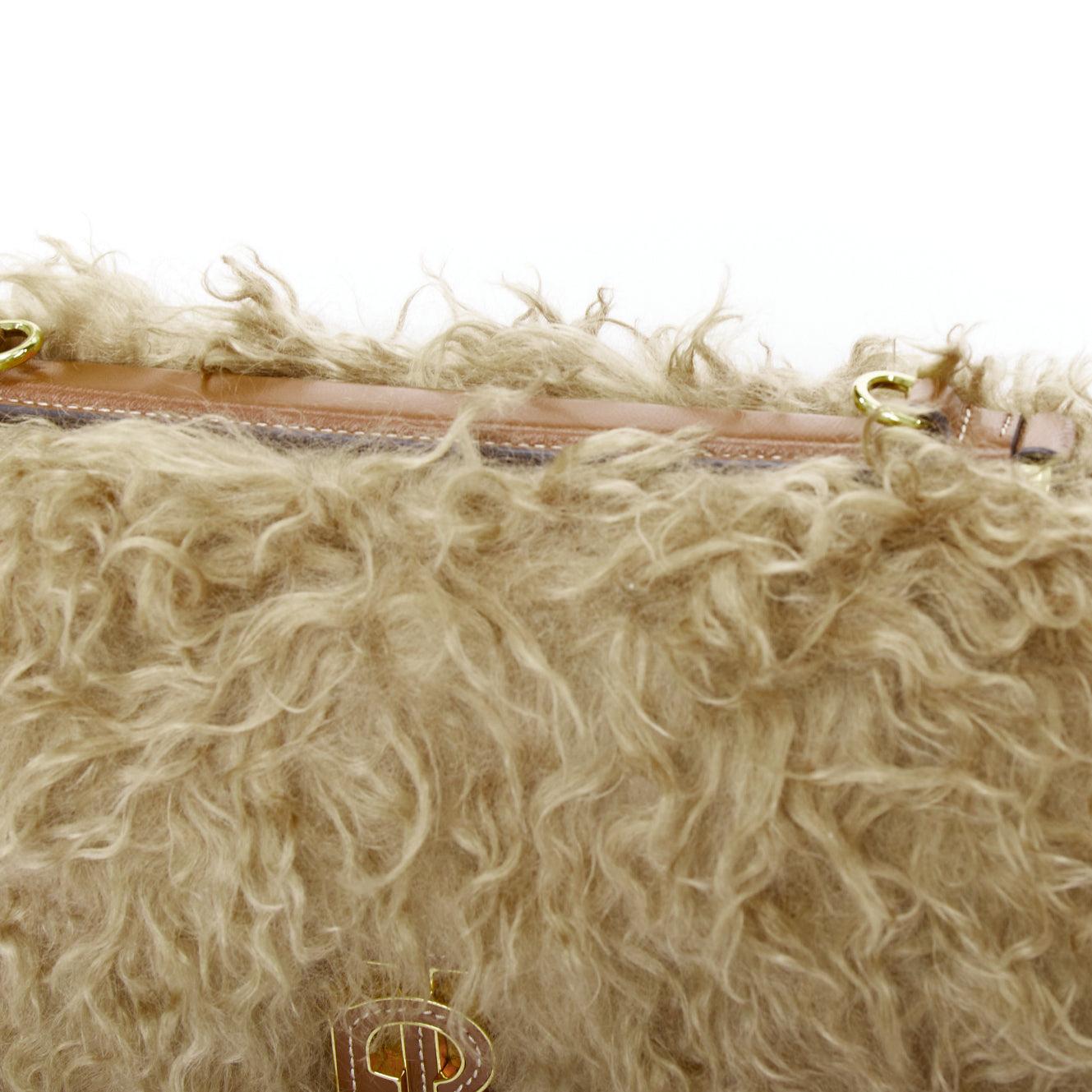 BURBERRY Lola Mohair Limited Edition lamb shearling gold TB crossbody bag For Sale 3