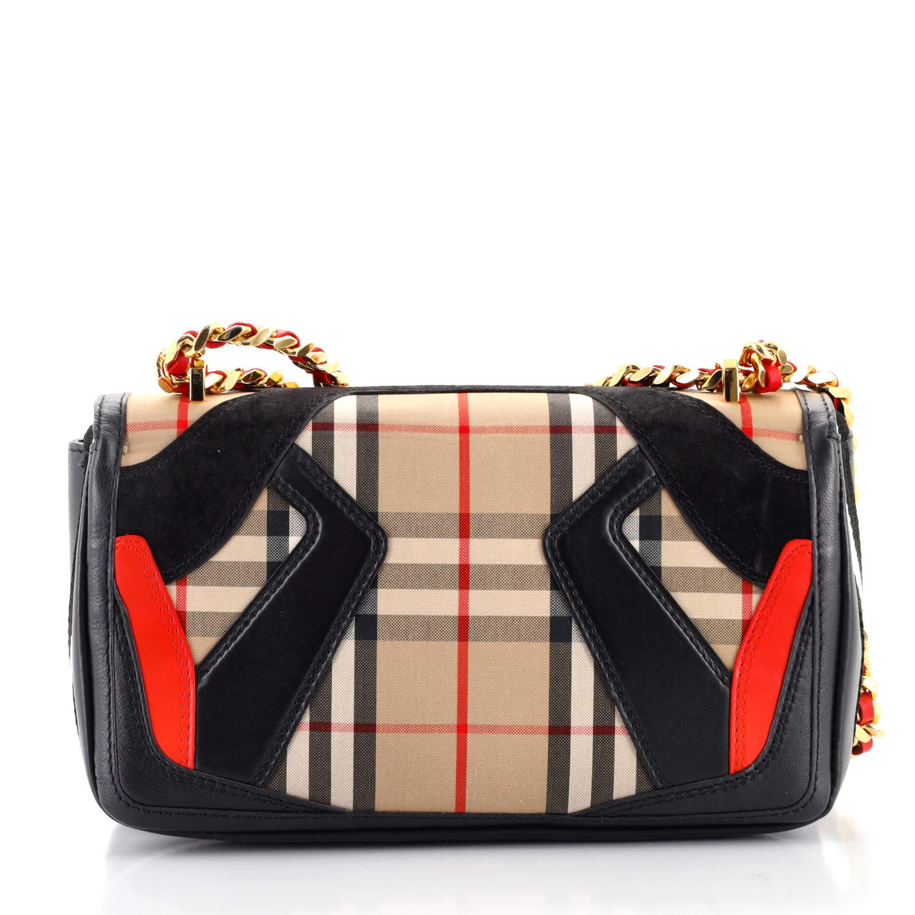 Burberry Lola Umhängetasche Vintage Check Canvas mit Leder und Wildleder Sm im Zustand „Gut“ in NY, NY