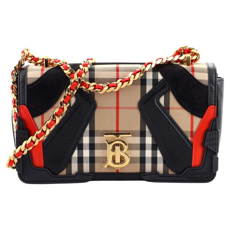 Burberry White/Red Woven Leather TB Lola Belt Bag at 1stDibs