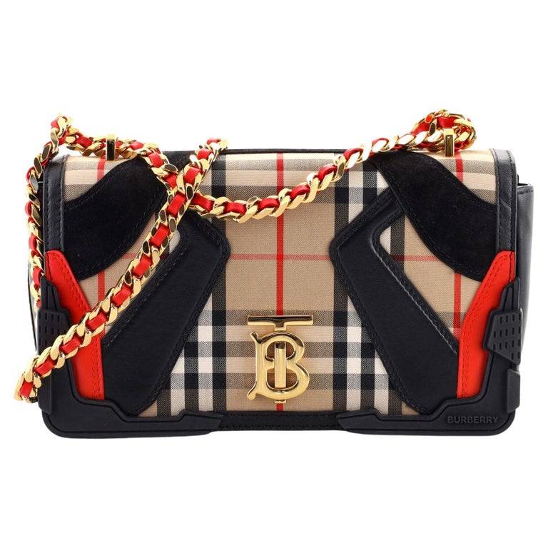 Burberry Lola Shoulder Bag Vintage Check Canvas with Leather and